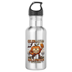 Halloween-Bier-Totenkopf-Kürbis-Fledermaus-Kerze Edelstahlflasche