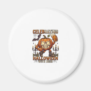 Halloween-Bier-Totenkopf-Kürbis-Fledermaus-Kerze Magnet