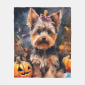 Halloween Biewer Terrier mit Pumpkins Beängstigend Fleecedecke (Vorderseite)