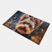 Halloween Biewer Terrier mit Pumpkins Beängstigend Fußmatte (Schrägansicht)