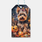 Halloween Biewer Terrier mit Pumpkins Beängstigend Geschenkanhänger (Rückseite)