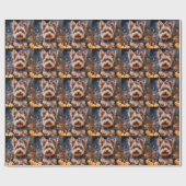 Halloween Biewer Terrier mit Pumpkins Beängstigend Geschenkpapier (Flach)