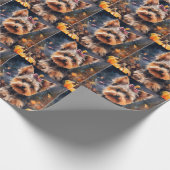 Halloween Biewer Terrier mit Pumpkins Beängstigend Geschenkpapier (Ecke)