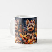 Halloween Biewer Terrier mit Pumpkins Beängstigend Kaffeetasse (Vorderseite Links)