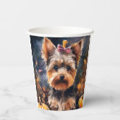 Halloween Biewer Terrier mit Pumpkins Beängstigend Pappbecher (Rückseite)