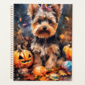 Halloween Biewer Terrier mit Pumpkins Beängstigend Planer (Vorderseite)