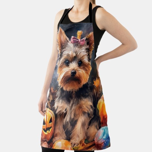 Halloween Biewer Terrier mit Pumpkins Beängstigend Schürze (InSitu)