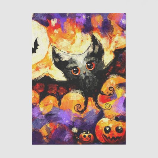 Halloween Big-Eye Bat Jack-o-Lantern Decoupage Seidenpapier (Vorderseite)