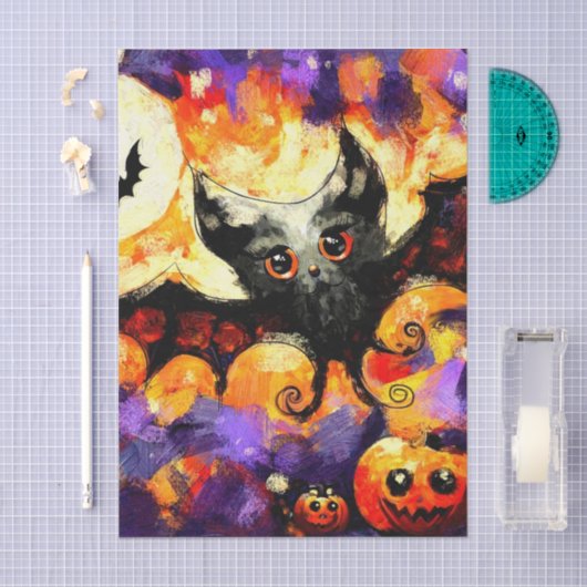 Halloween Big-Eye Bat Jack-o-Lantern Decoupage Seidenpapier (Handwerk)