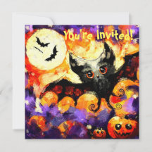 Halloween Big-Eye Bat Moon Jack-o-Lantern Bats