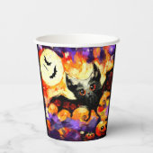 Halloween Big-Eye Bat Moon Jack-o-Lantern Bats Pappbecher (Rückseite)
