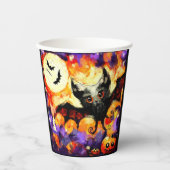 Halloween Big-Eye Bat Moon Jack-o-Lantern Bats Pappbecher (Vorderseite)