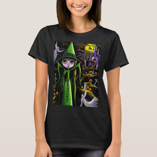 Halloween Big Eye Green Hexe Ghosts Pumpkins T-Shirt (Vorderseite)