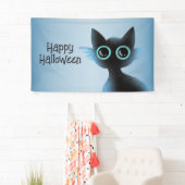 Halloween Big Eyes Black Blue Evil Cat Banner (Insitu)