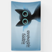 Halloween Big Eyes Black Blue Evil Cat Banner (Vertikal)