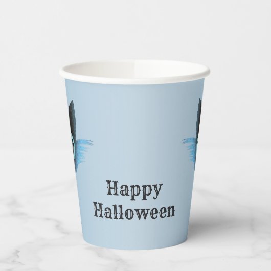 Halloween Big Eyes Black Blue Evil Cat Pappbecher (Links)
