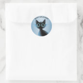 Halloween Big Eyes Black Blue Evil Cat Runder Aufkleber (Tasche)