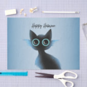 Halloween Big Eyes Black Blue Evil Cat Seidenpapier (Handwerk)