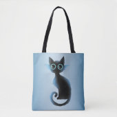 Halloween Big Eyes Black Blue Evil Cat Tasche (Vorderseite)