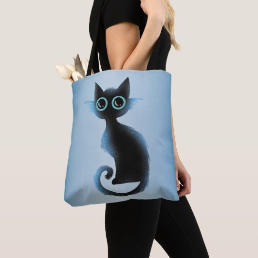 Halloween Big Eyes Black Blue Evil Cat Tasche (Von Nahem)