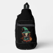 Halloween Big Mit Augen Hexe mit Black Cat Crossbody Bag (Vorderseite)