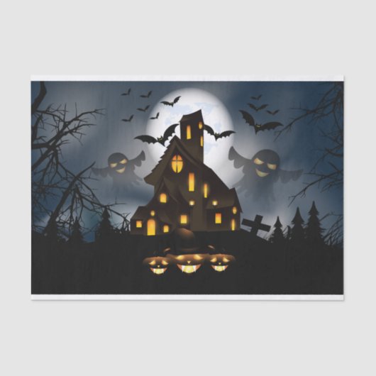 Halloween Big Moon Spuk House Seidenpapier (Vorderseite)
