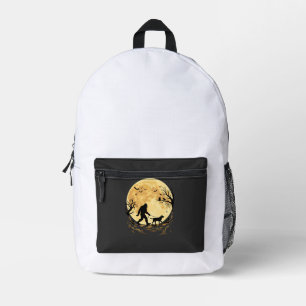 Halloween Bigfoot laufender Labrador unter Vollmon Bedruckter Rucksack