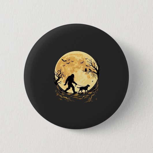 Halloween Bigfoot laufender Labrador unter Vollmon Button (Vorderseite)