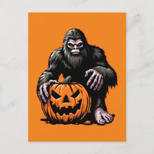 Halloween Bigfoot Pumpkin Scare Feiertagspostkarte