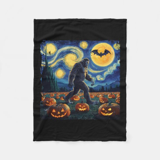 Halloween Bigfoot Starry Night Van Gogh Fleecedecke (Vorderseite)