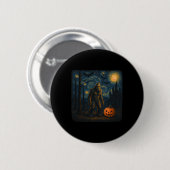Halloween Bigfoot Starry Night Van Gogh Sasquatch Button (Vorne & Hinten)