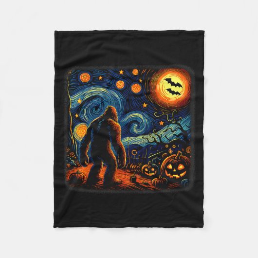 Halloween Bigfoot Starry Night Van Gogh Sasquatch  Fleecedecke (Vorderseite)