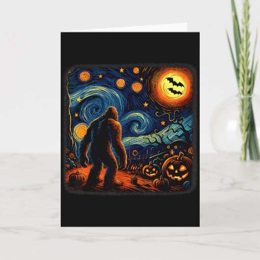 Halloween Bigfoot Starry Night Van Gogh Sasquatch Karte (Vorderseite)