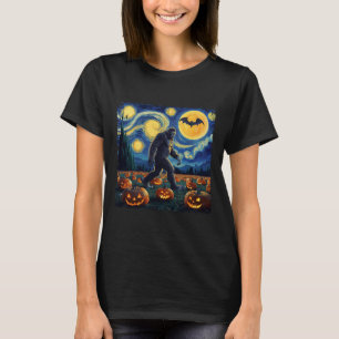 Halloween Bigfoot Starry Night Van Gogh T-Shirt