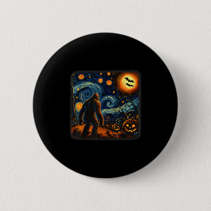 Halloween Bigfoot Sternennacht Van Gogh Sasquatch  Button