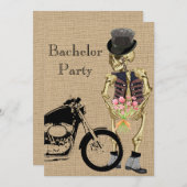 Halloween Biker Skeleton Bachelor Party Einladung (Vorne/Hinten)