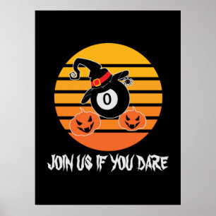 Halloween Billard Halloween Witch Hat Pumpkin Poster