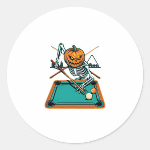 Halloween Billard Kürbis Skelett Pool Runder Aufkleber