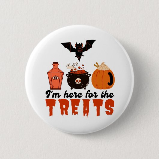 Halloween bin ich für die Leckereien hier Button (Vorderseite)