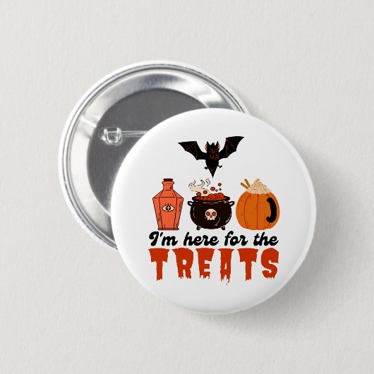 Halloween bin ich für die Leckereien hier Button (Vorne & Hinten)