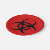 Halloween-Biogefährdung-Symbol rot u. Schwarzes 7" Pappteller (Schrägansicht)