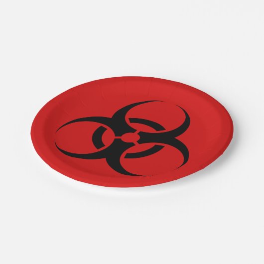 Halloween-Biogefährdung-Symbol rot u. Schwarzes 7" Pappteller (Schrägansicht)