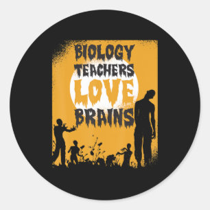 Halloween Biologie Lehrer Liebe Brains Zombie Moon Runder Aufkleber