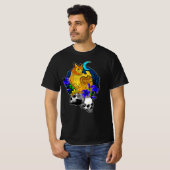 Halloween Bird Blue Flowers mit Skulls Moon T T-Shirt (Vorne ganz)
