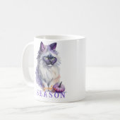 Halloween-Birmankatze mit Kürbis Kaffeetasse (Vorderseite Links)