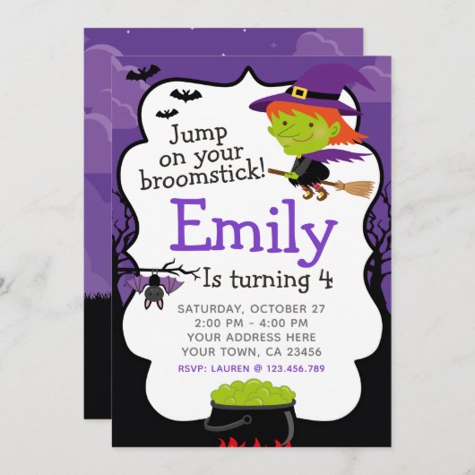 Halloween Birthday Einladung (Vorne/Hinten)