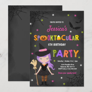 Halloween Birthday Einladung Hexenhut-Halloween-Pa