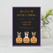 Halloween Birthday French Bulldogs Einladung (Stehend Vorderseite)
