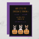 Halloween Birthday French Bulldogs Einladung (Vorne/Hinten)