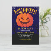 Halloween Birthday Kids Party Spooky Pumpkin Einladung (Stehend Vorderseite)